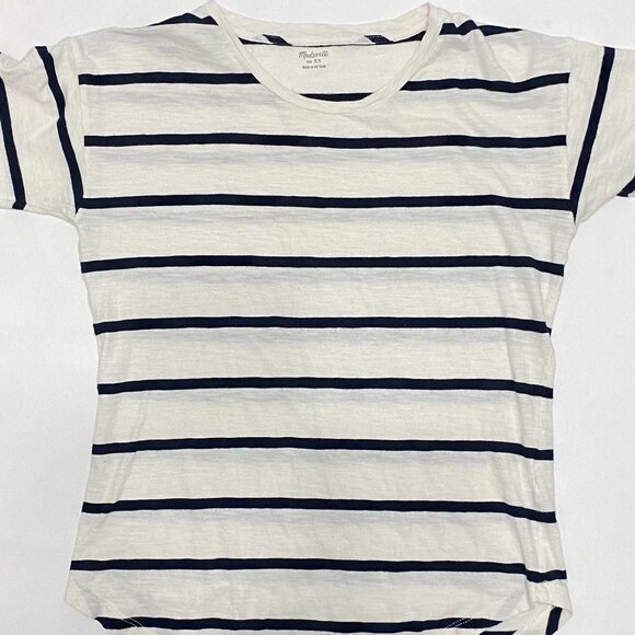 ♡ Madewell Whisper Cotton Crewneck Tee in Creston Stripe, Size XS - Picture 3 of 3
